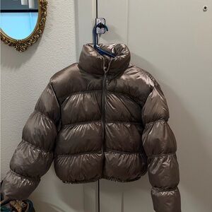 Wild Fable Shiny Silver Puffer Jacket
